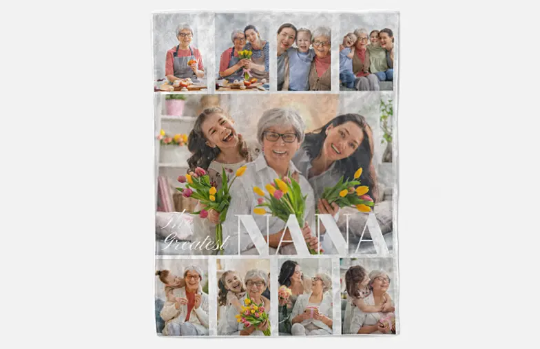 Printerpix photo blanket with photos of family