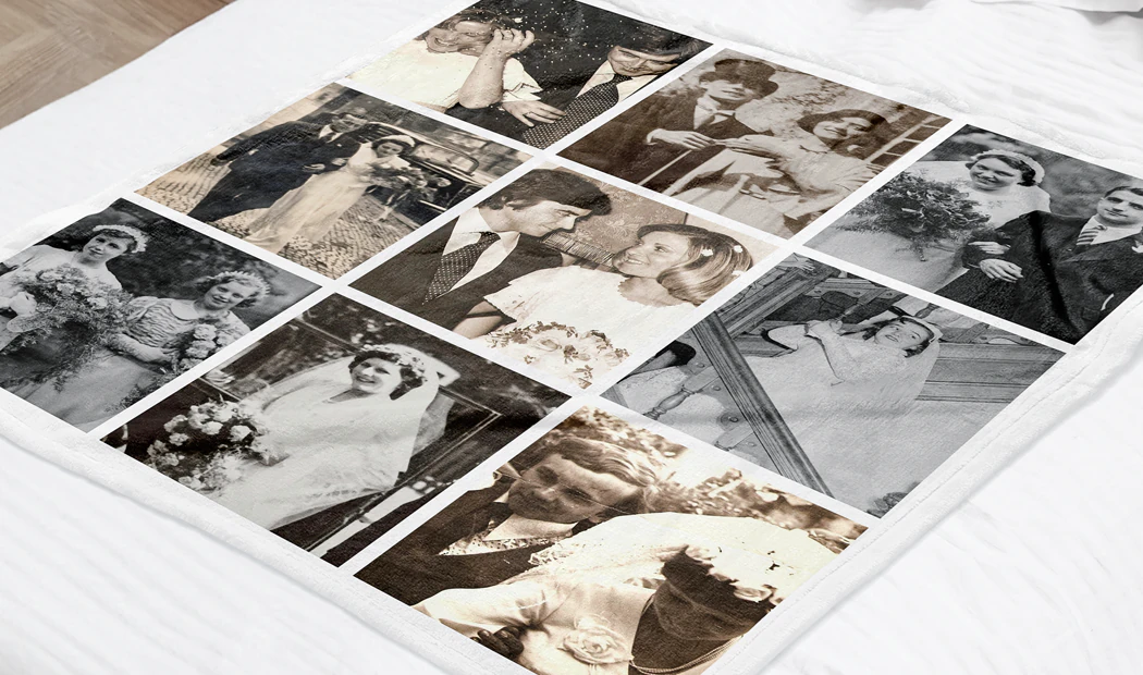 Printerpix photo blanket with photos of family