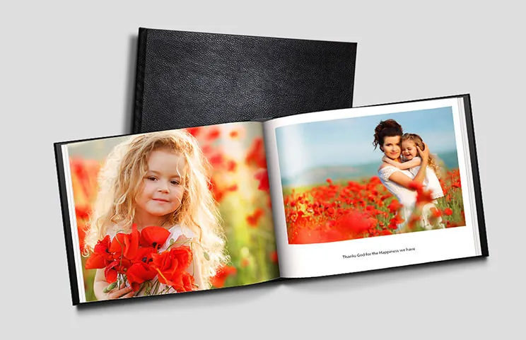 Custom Printerpix photo book with leather cover and personalised design