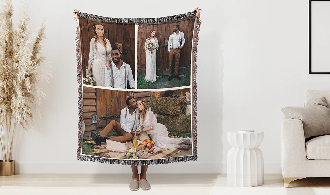 Printerpix photo blanket with photos of family