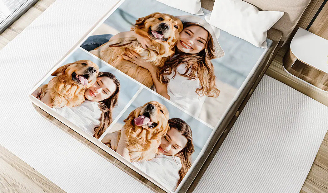 Printerpix photo blanket with photos of family