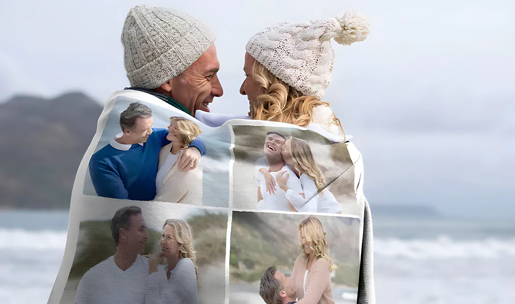 Printerpix photo blanket with photos of family