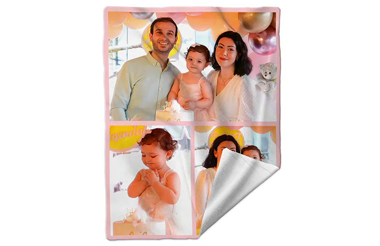 Printerpix photo blanket with photos of family