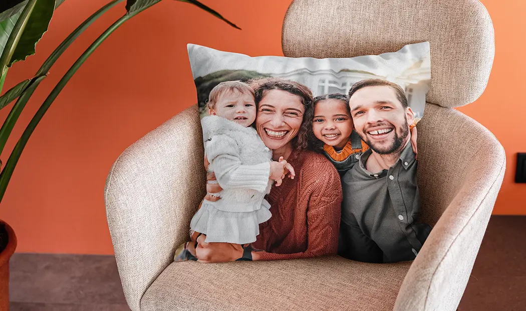 Personalised cushion featuring two friends, high-quality print on premium fabric.  Fully customisable!