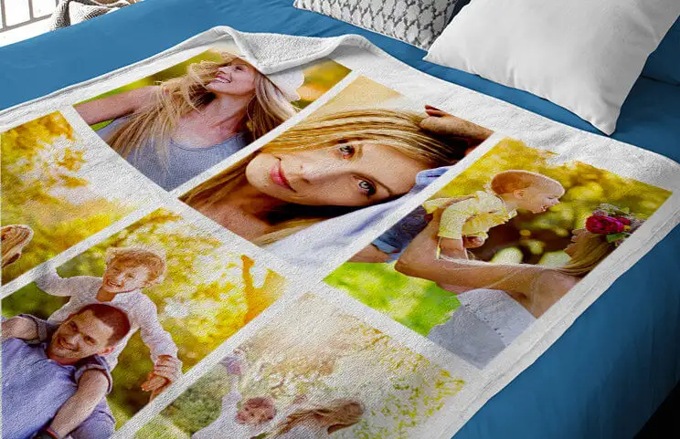 Pink and white Printerpix mink touch photo fleece blanket with picture of dog