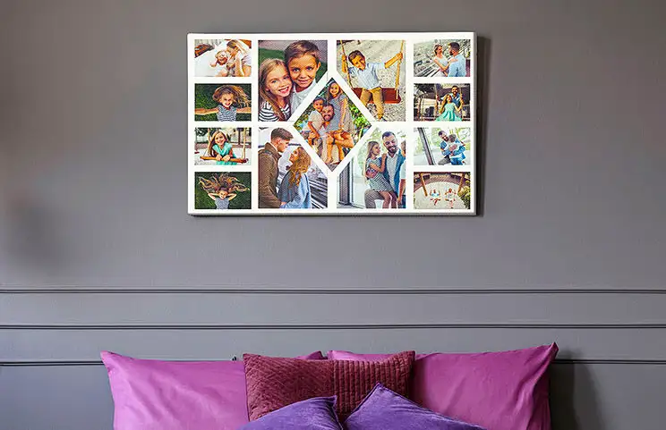Collage canvas on wall