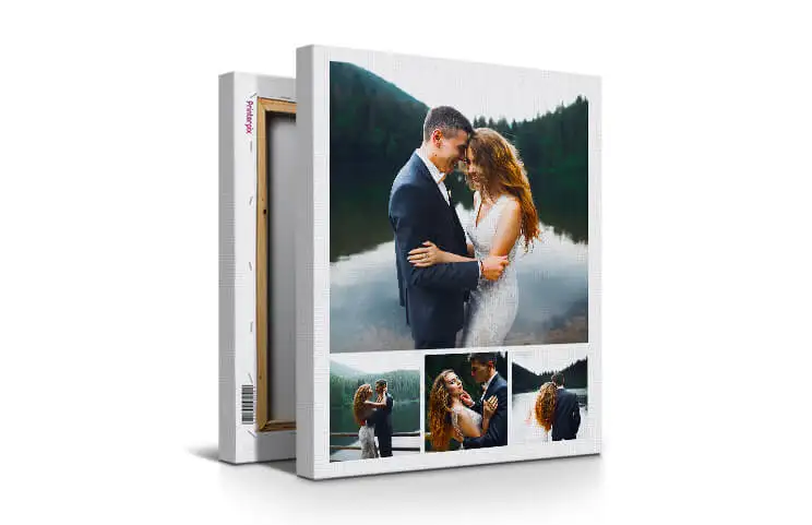 Large canvas print with custom picture collage of family photos